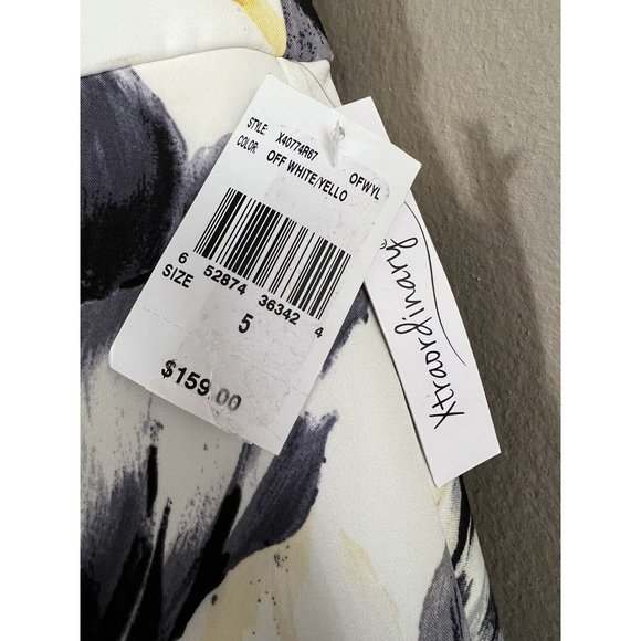 NWT Xtraordinary Formal Dress Sz 5 White Yellow Gray Floral High Neck Maxi Tiers - Picture 10 of 10
